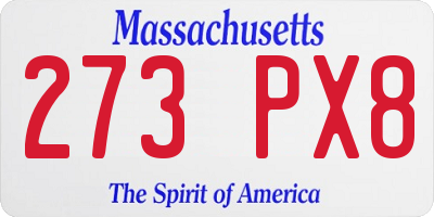 MA license plate 273PX8