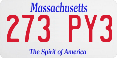 MA license plate 273PY3