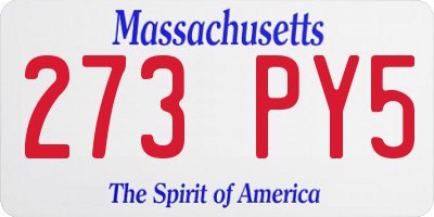 MA license plate 273PY5