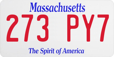 MA license plate 273PY7