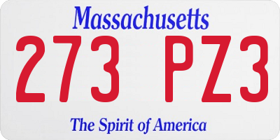 MA license plate 273PZ3