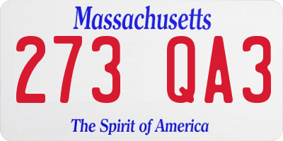 MA license plate 273QA3