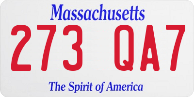 MA license plate 273QA7