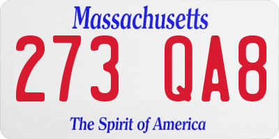 MA license plate 273QA8