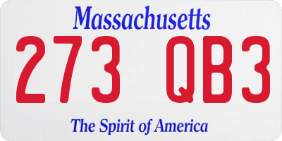 MA license plate 273QB3