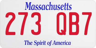 MA license plate 273QB7