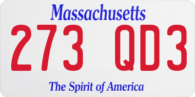 MA license plate 273QD3