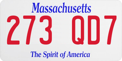 MA license plate 273QD7