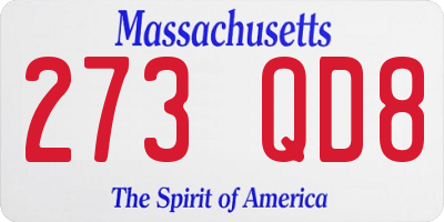 MA license plate 273QD8