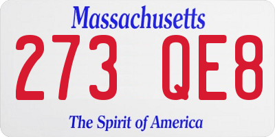 MA license plate 273QE8