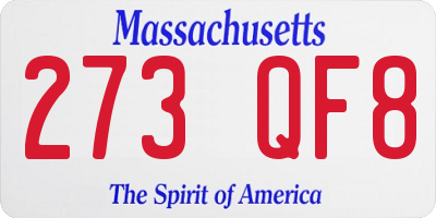 MA license plate 273QF8