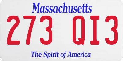 MA license plate 273QI3