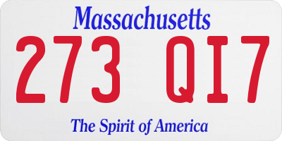 MA license plate 273QI7