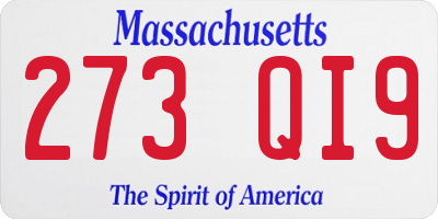 MA license plate 273QI9