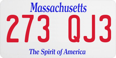 MA license plate 273QJ3