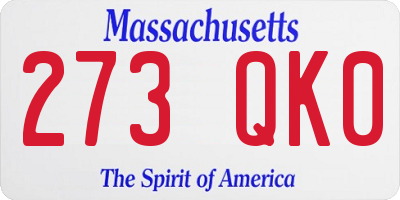 MA license plate 273QK0