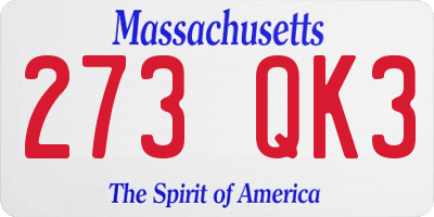 MA license plate 273QK3