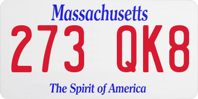 MA license plate 273QK8