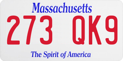 MA license plate 273QK9