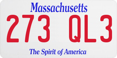 MA license plate 273QL3