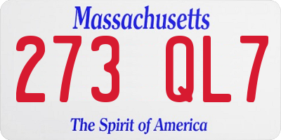 MA license plate 273QL7