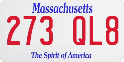 MA license plate 273QL8