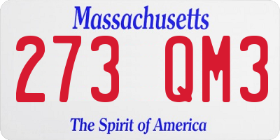 MA license plate 273QM3
