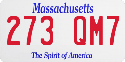 MA license plate 273QM7