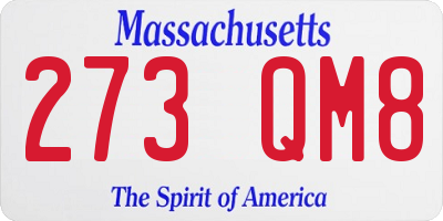 MA license plate 273QM8