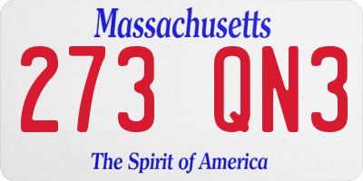 MA license plate 273QN3