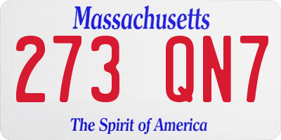 MA license plate 273QN7