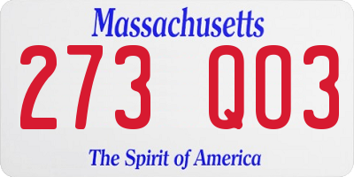 MA license plate 273QO3