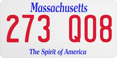 MA license plate 273QO8