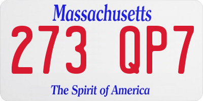 MA license plate 273QP7