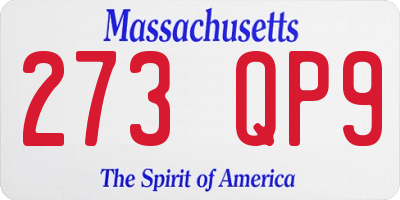 MA license plate 273QP9