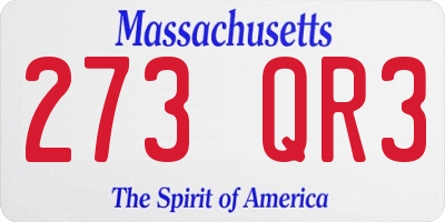 MA license plate 273QR3