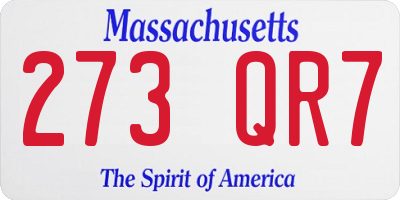 MA license plate 273QR7