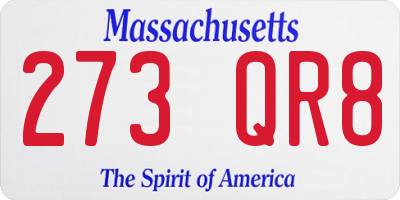 MA license plate 273QR8