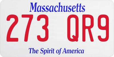 MA license plate 273QR9