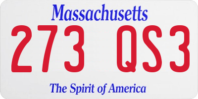 MA license plate 273QS3
