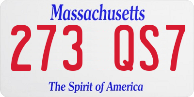 MA license plate 273QS7