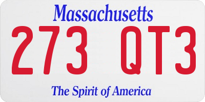 MA license plate 273QT3