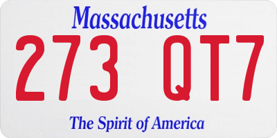 MA license plate 273QT7
