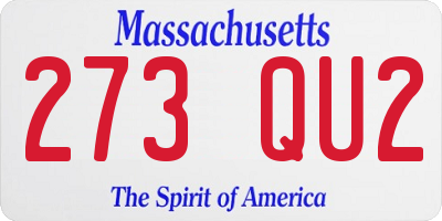 MA license plate 273QU2