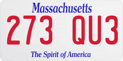 MA license plate 273QU3