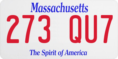 MA license plate 273QU7