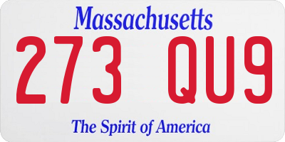 MA license plate 273QU9