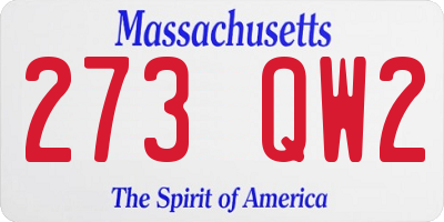 MA license plate 273QW2
