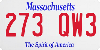 MA license plate 273QW3
