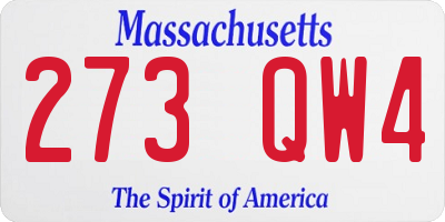 MA license plate 273QW4